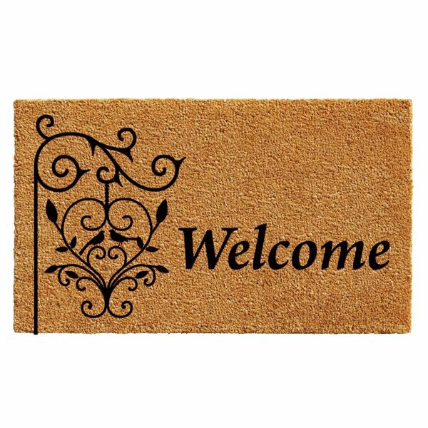 Configuracion 17 x 29 in. Welcome Post Rectangular Doormat Natural & Black CO3357263